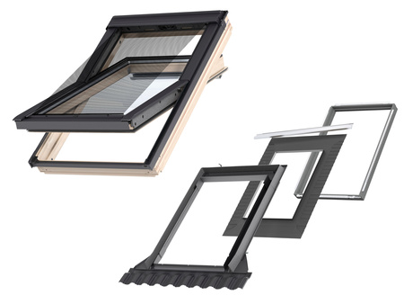 Pakiet okno VELUX GLL 1061 z górnym otwieraniem + markiza MHL + kołnierz EDW 2000