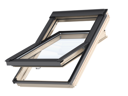 Kup mnie w pakiecie! Okno dachowe VELUX GLL MK06 1061B z kołnierzem EDZ 1000 do pokryć falistych, w kolorze RAL 7043