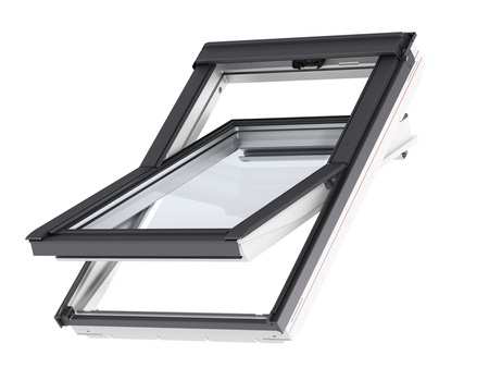 Okna dachowe VELUX GLU 0061 z górnym otwieraniem, pakietem 3-szybowym i oblachowaniem w kolorze RAL 7043 (szarografitowy)