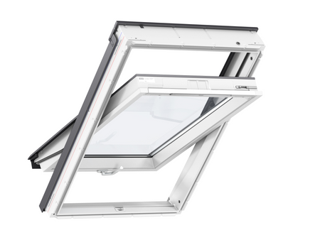 Okna dachowe VELUX GLU 0061B z dolnym otwieraniem, pakietem 3-szybowym i oblachowaniem w kolorze RAL 7043 (szarografitowy)