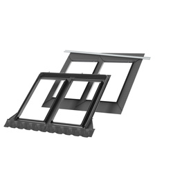 Kołnierze uszczelniające do zespoleń VELUX EKW 1021M do pokryć profilowanych, dwa okna obok siebie z regulowaną rynną zespalającą a=10-16 cm, w kolorze RAL 7043 (szarografitowy)