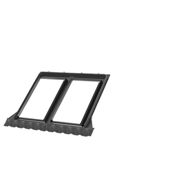 Kołnierze uszczelniające do zespoleń VELUX EKW 0021F do pokryć profilowanych, dwa okna obok siebie z rynną zespalającą a=12 cm, w kolorze RAL 7043 (szarografitowy)