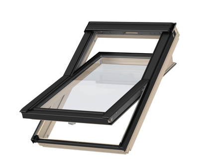 Okna dachowe VELUX GLL 1561B z dolnym otwieraniem, pakietem 3-szybowym i oblachowaniem zewnętrznym w kolorze RAL 9005 (czarny)