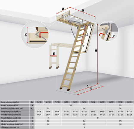 Schody strychowe ognioodporne FAKRO LWF 60